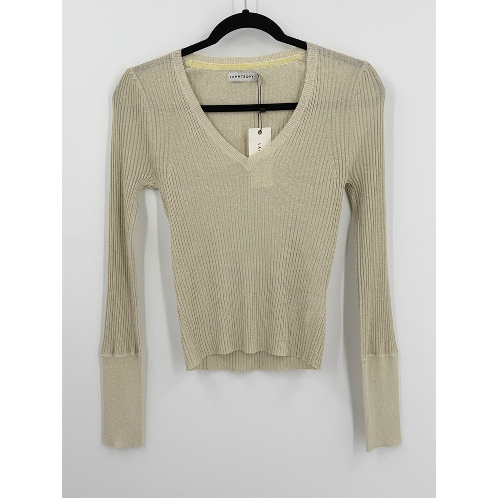 NWT Lanhtropy St. Moritz Lurex ribbed Top Womens S Quiet Luxury minimalist
